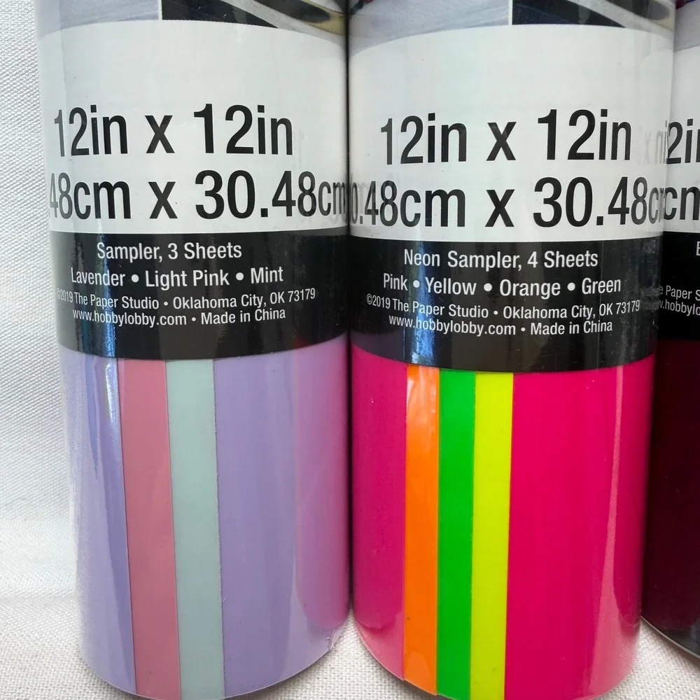 Lot of 4 The Paper Studio Iron-On Vinyl Glitter Neon Sampler HTV Craft Cricut